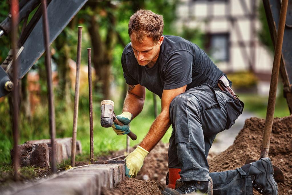 Pflasterer beim Arbeiten